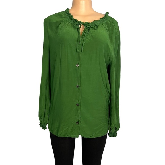 3/$30 🍂 ModCloth Green Button Down Long Sleeve Blouse - Picture 1 of 9